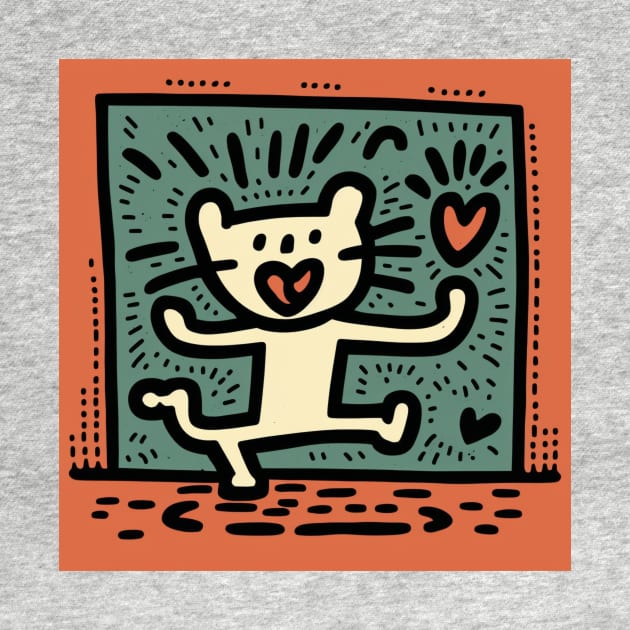 Funny Keith Haring, cat lover by Art ucef